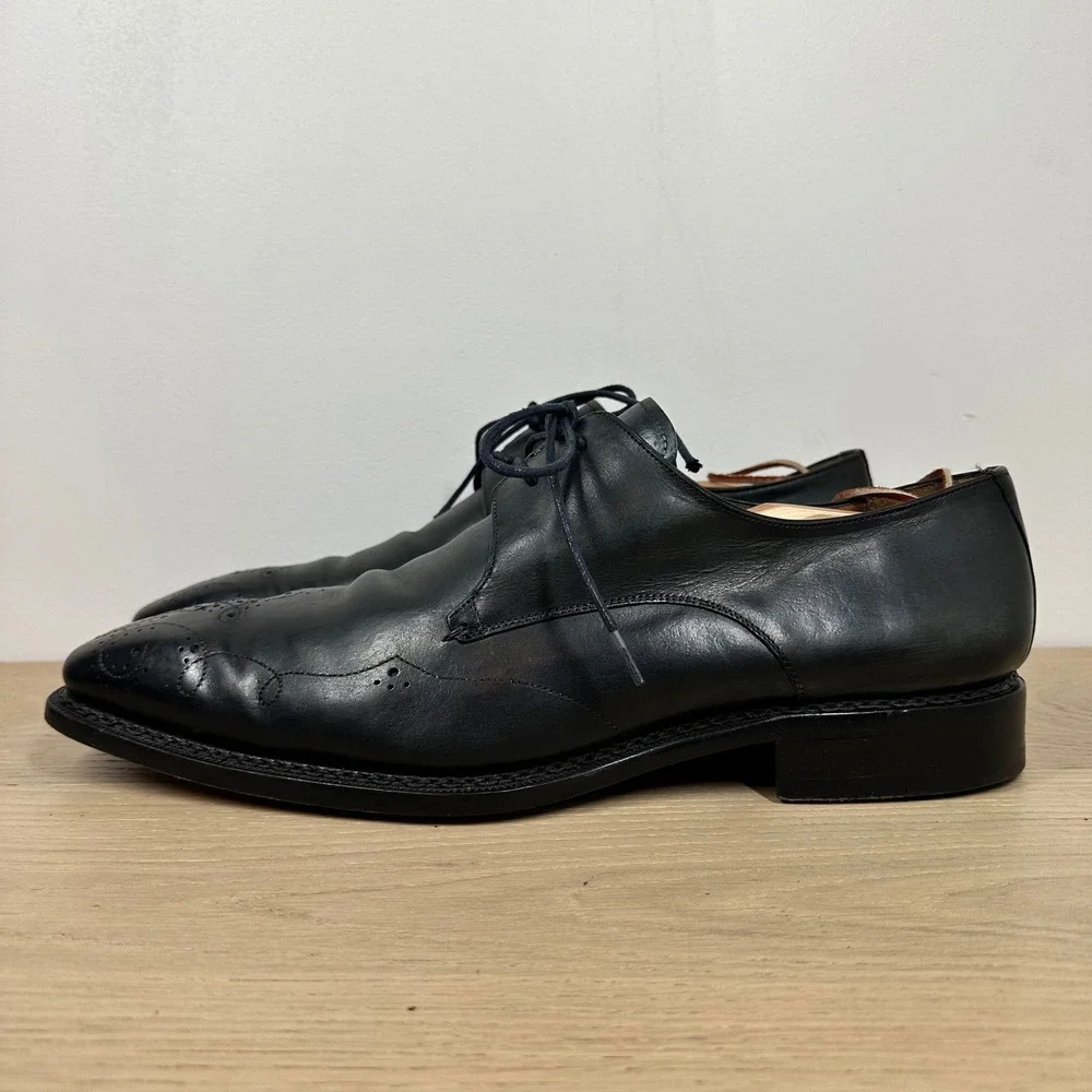 Mezlan Custom Oxford Shoes Mens 14 M Black Leather Brogue Wingtip Dress Shoes